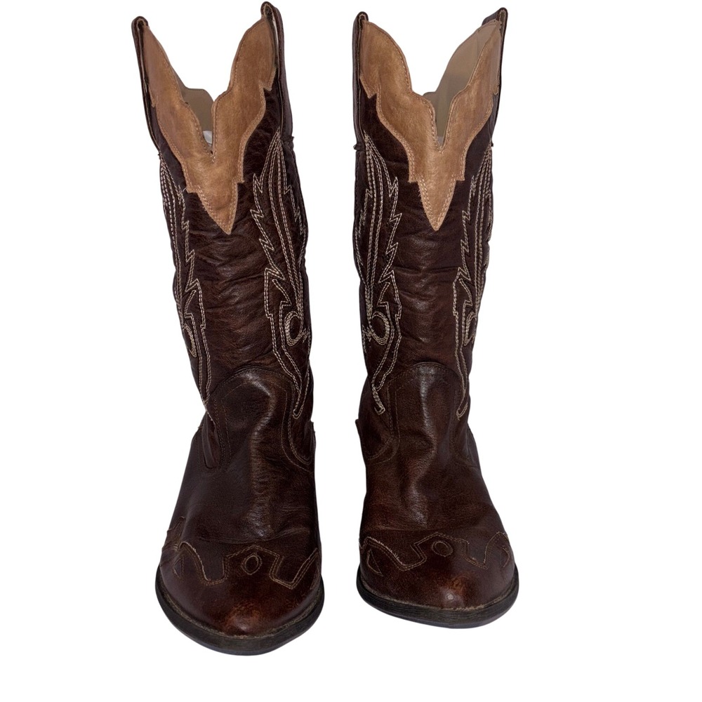 Coconuts by Matisse Cimarron Cowboy Boots Women's 9 Brown Western Stitch Leather - Picture 3 of 6